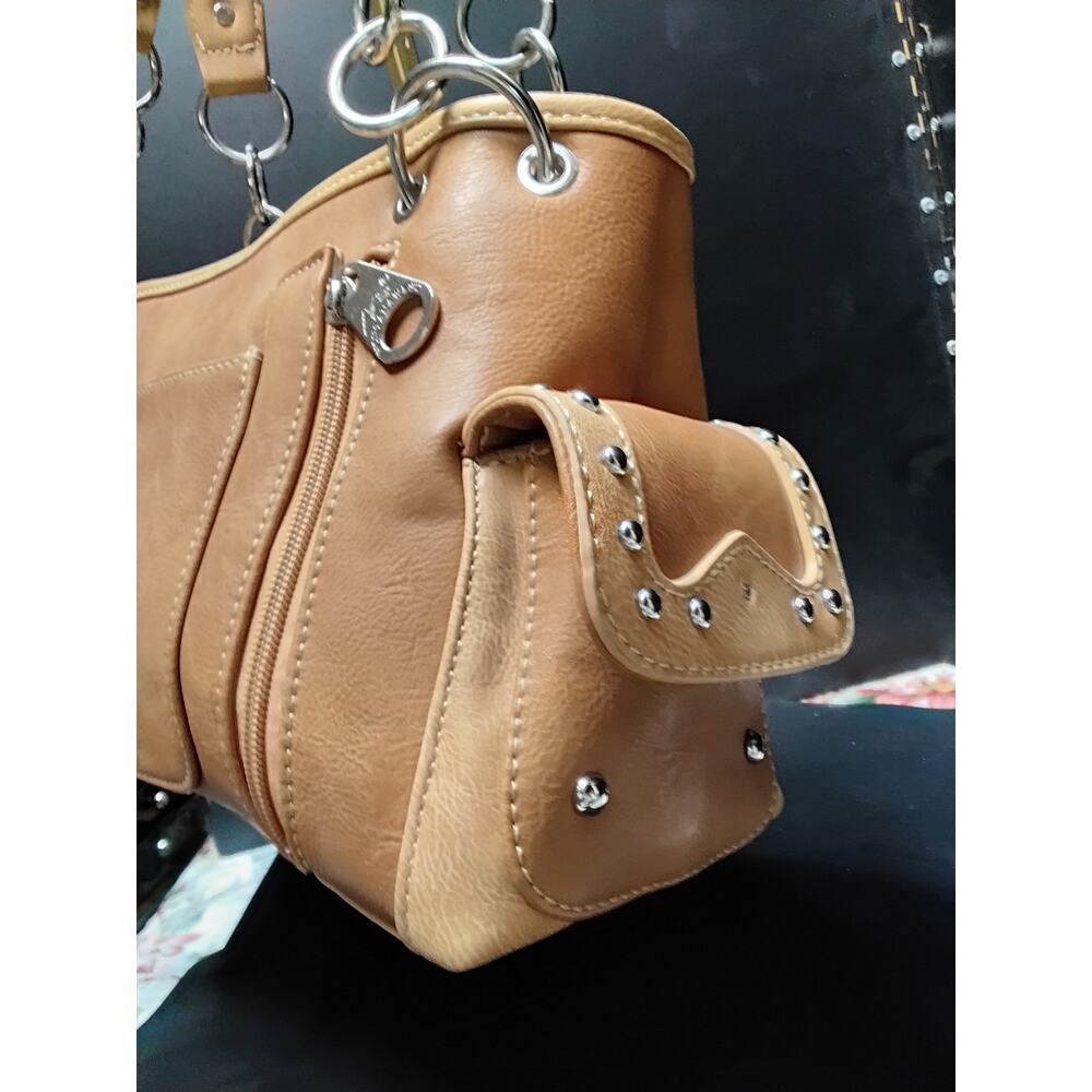 Montana West Concealed Carry Gun Western LEATHER PURSE New with Tags Tan - Picture 5 of 8